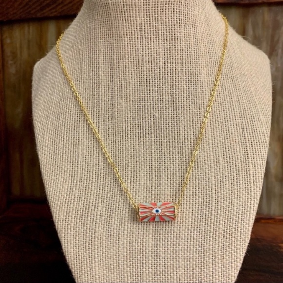 Evil Eye Charm Necklace in Pink Blue and Gold 18k GF Chain - Picture 5 of 6